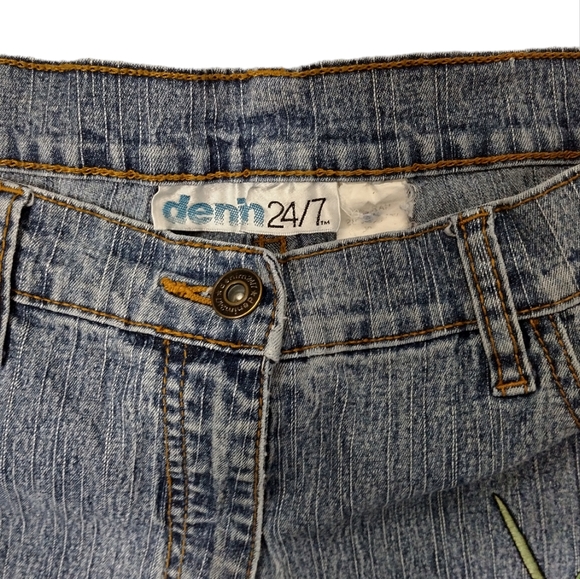 80's Denim 24/7 Embellished hippy boho flower power jeans 16 - Picture 4 of 7